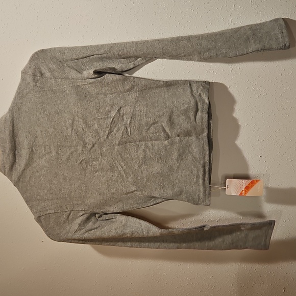 NWT OGL Eco-Mousse Soft Heather Gray Long Sleeve Mockneck Cropped Top S - Picture 4 of 5